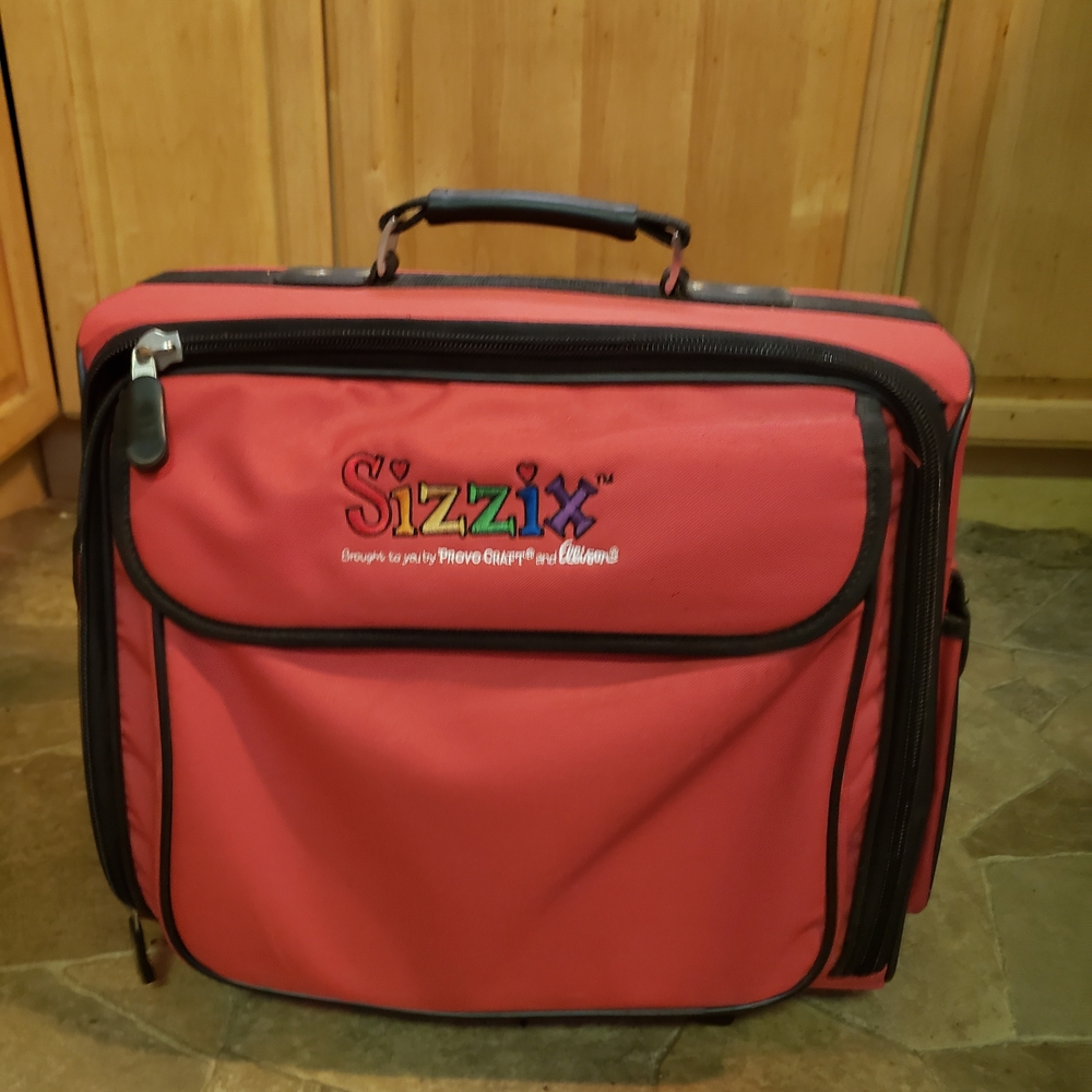 Sizzix Vibrant Red Craft Organizer W/Wheels & Pull Up Handle FREE SHIPPING